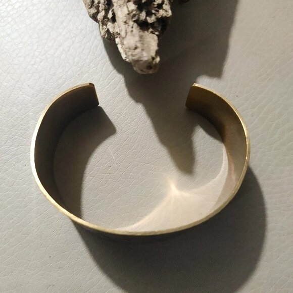 Vintage Brass Cloisonné Bangle Bracelet Ornate Green Orange Enamel Design - Picture 7 of 7